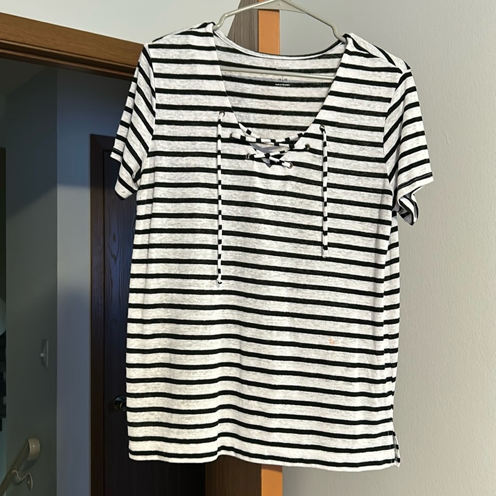 Black and white stripped blouse
